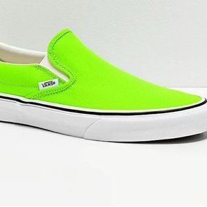 NEW Vans Classic Slip On Neon Green Geck  Sz 10.5